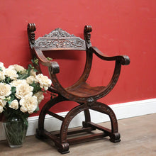 Load image into Gallery viewer, x SOLD Antique French Walnut Renaissance-Style Cross or X-Frame Church Chair or Hall Chair. B12420