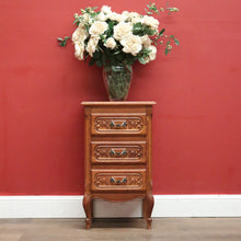 Load image into Gallery viewer, x SOLD Vintage French Three Drawer Hall Cabinet or Small Chest of Drawers or Bedside. B11449