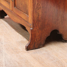 Load image into Gallery viewer, x SOLD Antique English Oak Slimline Drop Front Writing Bureau with Brass Handles Arts and Crafts Era. B12687