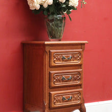 Load image into Gallery viewer, x SOLD Vintage French Three Drawer Hall Cabinet or Small Chest of Drawers or Bedside. B11449