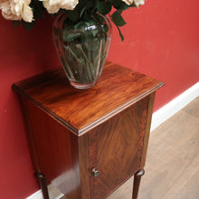 Load image into Gallery viewer, x SOLD Antique English One Door Bedside Cabinet or Lamp Table with Marquetry Inlay. B12433