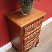 Load image into Gallery viewer, x SOLD Vintage French Three Drawer Hall Cabinet or Small Chest of Drawers or Bedside. B11449