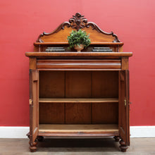 Load image into Gallery viewer, Antique Australian Cedar Chiffonier with Divided Cutlery Drawer Bun Feet Turned Supports and Two Door Cupboard. B12673