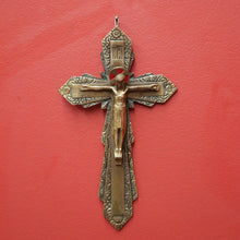 Load image into Gallery viewer, x SOLD Antique French Brass Wall Hanging Crucifix, Christ on the Cross, Home Worship. B11606