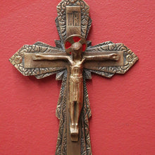 Load image into Gallery viewer, x SOLD Antique French Brass Wall Hanging Crucifix, Christ on the Cross, Home Worship. B11606