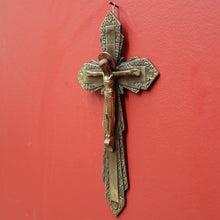 Load image into Gallery viewer, x SOLD Antique French Brass Wall Hanging Crucifix, Christ on the Cross, Home Worship. B11606
