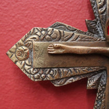 Load image into Gallery viewer, x SOLD Antique French Brass Wall Hanging Crucifix, Christ on the Cross, Home Worship. B11606