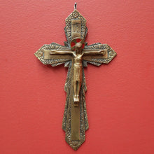 Load image into Gallery viewer, x SOLD Antique French Brass Wall Hanging Crucifix, Christ on the Cross, Home Worship. B11606