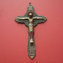 Load image into Gallery viewer, x SOLD Antique French Brass Wall Hanging Crucifix, Christ on the Cross, Home Worship. B11612