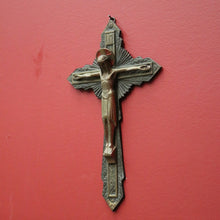 Load image into Gallery viewer, x SOLD Antique French Brass Wall Hanging Crucifix, Christ on the Cross, Home Worship. B11612
