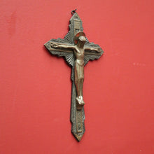 Load image into Gallery viewer, x SOLD Antique French Brass Wall Hanging Crucifix, Christ on the Cross, Home Worship. B11612