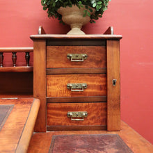 Load image into Gallery viewer, x SOLD Antique English Mahogany Desk - 14 Drawer Leather Writing Surface Desk. B12435