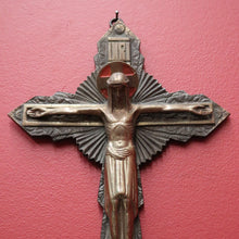 Load image into Gallery viewer, x SOLD Antique French Brass Wall Hanging Crucifix, Christ on the Cross, Home Worship. B11612