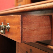 Load image into Gallery viewer, x SOLD Antique English Mahogany Desk - 14 Drawer Leather Writing Surface Desk. B12435