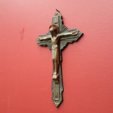 Load image into Gallery viewer, x SOLD Antique French Brass Wall Hanging Crucifix, Christ on the Cross, Home Worship. B11612