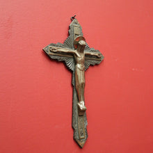 Load image into Gallery viewer, x SOLD Antique French Brass Wall Hanging Crucifix, Christ on the Cross, Home Worship. B11612