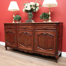 Load image into Gallery viewer, x SOLD Antique French Oak Three Drawer, Three Door Sideboard with Parquetry Top. B12429