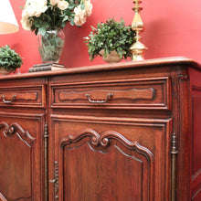 Load image into Gallery viewer, x SOLD Antique French Oak Three Drawer, Three Door Sideboard with Parquetry Top. B12429