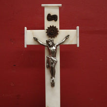Load image into Gallery viewer, x SOLD Antique French Marble and Pewter Crucifix, Home Worship Christ on the Cross. B11440
