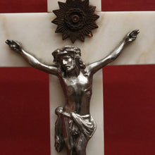 Load image into Gallery viewer, x SOLD Antique French Marble and Pewter Crucifix, Home Worship Christ on the Cross. B11440