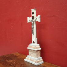 Load image into Gallery viewer, x SOLD Antique French Marble and Pewter Crucifix, Home Worship Christ on the Cross. B11440