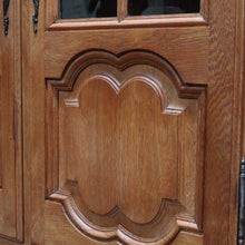 Load image into Gallery viewer, x SOLD French Oak Two Door Bookcase or China Cabinet with Twelve Panel Glass Doors Adjustable Shelves and Key. B12747