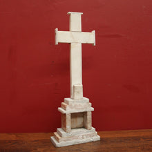 Load image into Gallery viewer, x SOLD Antique French Marble and Pewter Crucifix, Home Worship Christ on the Cross. B11440