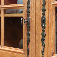 Load image into Gallery viewer, x SOLD French Oak Two Door Bookcase or China Cabinet with Twelve Panel Glass Doors Adjustable Shelves and Key. B12747