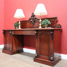 Load image into Gallery viewer, Antique English Mahogany Twin Pedestal Sideboard with Single Drawer and Backboard. B12432