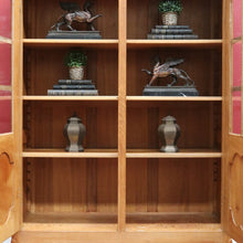 Load image into Gallery viewer, x SOLD French Oak Two Door Bookcase or China Cabinet with Twelve Panel Glass Doors Adjustable Shelves and Key. B12747