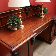 Load image into Gallery viewer, Antique English Mahogany Twin Pedestal Sideboard with Single Drawer and Backboard. B12432