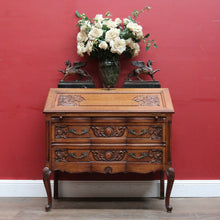 Load image into Gallery viewer, x SOLD Antique French Writing Bureau with Shaped Drawer Fronts Brass Handles Internal Drawers and Scroll Feet. B12738