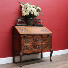 Load image into Gallery viewer, x SOLD Antique French Writing Bureau with Shaped Drawer Fronts Brass Handles Internal Drawers and Scroll Feet. B12738