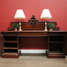 Load image into Gallery viewer, Antique English Mahogany Twin Pedestal Sideboard with Single Drawer and Backboard. B12432