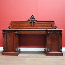 Load image into Gallery viewer, Antique English Mahogany Twin Pedestal Sideboard with Single Drawer and Backboard. B12432