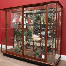 Load image into Gallery viewer, x SOLD Antique Australian Maple Mirror Back Museum Specimen Cabinet or Display Cupboard with Glass Shelves. B12434