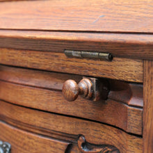 Load image into Gallery viewer, x SOLD Antique French Writing Bureau with Shaped Drawer Fronts Brass Handles Internal Drawers and Scroll Feet. B12738