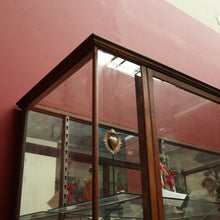 Load image into Gallery viewer, x SOLD Antique Australian Maple Mirror Back Museum Specimen Cabinet or Display Cupboard with Glass Shelves. B12434