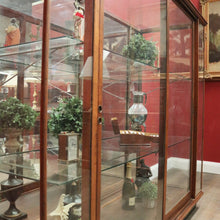 Load image into Gallery viewer, x SOLD Antique Australian Maple Mirror Back Museum Specimen Cabinet or Display Cupboard with Glass Shelves. B12434