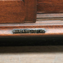 Load image into Gallery viewer, x SOLD Antique Australian Maple Mirror Back Museum Specimen Cabinet or Display Cupboard with Glass Shelves. B12434