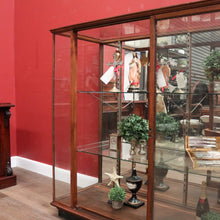 Load image into Gallery viewer, x SOLD Antique Australian Maple Mirror Back Museum Specimen Cabinet or Display Cupboard with Glass Shelves. B12434