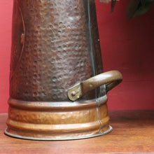 Load image into Gallery viewer, x SOLD Antique Dutch Copper Coal Scuttle Marked Hubens with Musketeer Imprint and Dual Handles. B12856