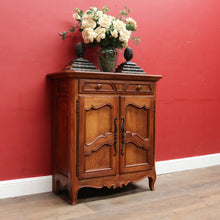 Load image into Gallery viewer, Antique French Oak Two Door Hall Cabinet with Single Drawer Panelled Doors Brass Handles and Fixed Shelf. B12850
