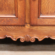 Load image into Gallery viewer, Antique French Oak Two Door Hall Cabinet with Single Drawer Panelled Doors Brass Handles and Fixed Shelf. B12850