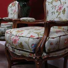 Load image into Gallery viewer, Pair of Vintage European Walnut Louis XV Style Bergère Armchairs. B13116