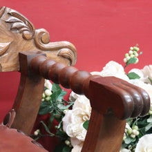 Load image into Gallery viewer, Vintage Italian Savonarola Style Leather Seat Chair with Carved Coat of Arms. B13098