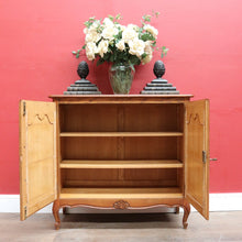 Load image into Gallery viewer, x SOLD Antique French Oak Two Door Cabinet with Carved Detail Brass Escutcheons Narrow Depth and Key. B12855