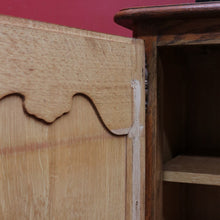 Load image into Gallery viewer, x SOLD Antique French Oak Two Door Cabinet with Carved Detail Brass Escutcheons Narrow Depth and Key. B12855
