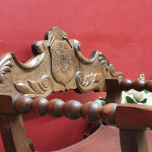 Load image into Gallery viewer, Vintage Italian Savonarola Style Leather Seat Chair with Carved Coat of Arms. B13098