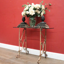 Load image into Gallery viewer, Antique French Wrought Iron and Glass Top Hall Table Lamp Table, Planter Table. B12440